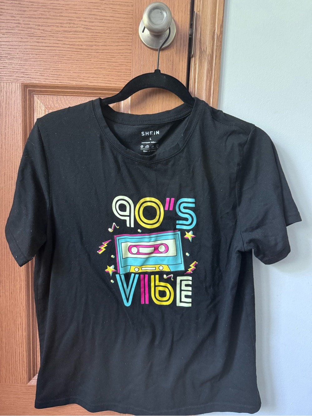 SHEIN Black Logo Tee - White Print
